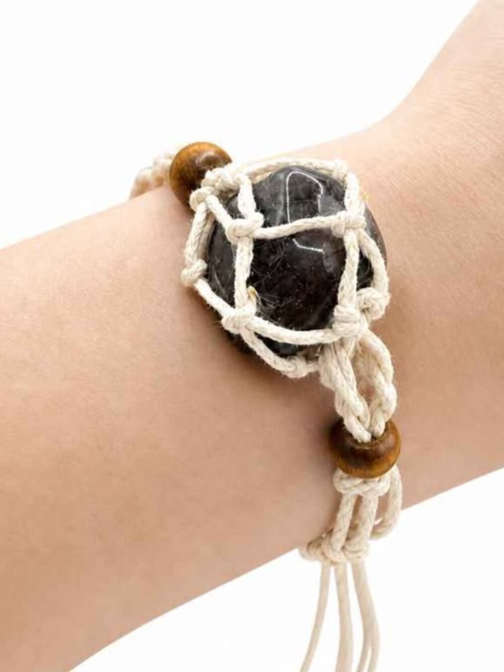 Nature Auralite 23 Polished Stone With Mesh Cage Adjustable Bracelet